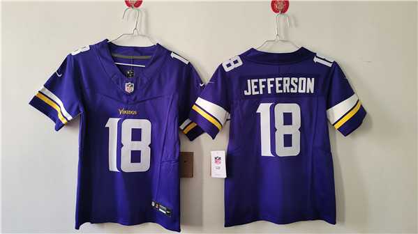 Womens Minnesota Vikings #18 Justin Jefferson Purple F.U.S.E. Vapor Untouchable Limited Football Stitched Jersey(Run Small)